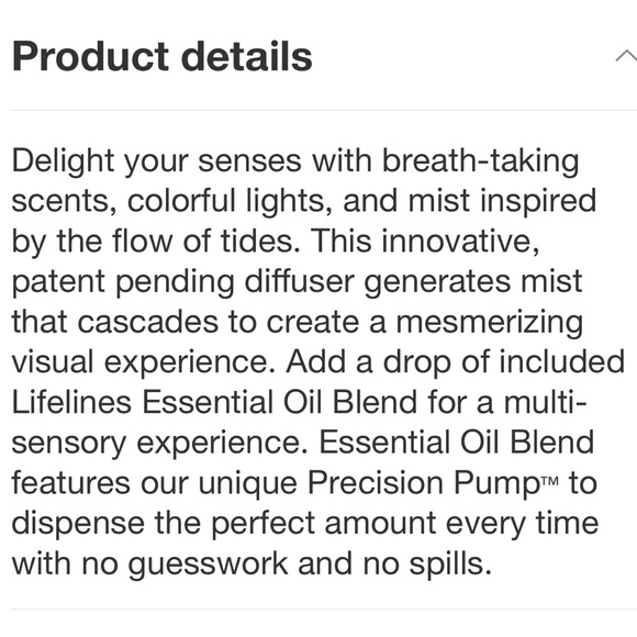 LIFELINES NWT waves ultra sonic diffuser -cascading mist & light & essential oil - Picture 10 of 12